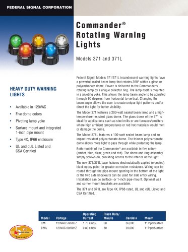 Commander® Rotating Warning Lights 371 and 371L