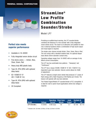 LP7 StreamLine® Low Profile Combination Sounder/Strobe