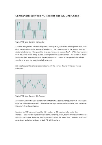 VTdrive Comparison Between AC Reactor and DC Link Choke