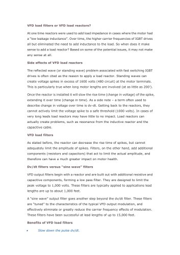 VTdrive Variable Frequency Drive(VFD) load filters