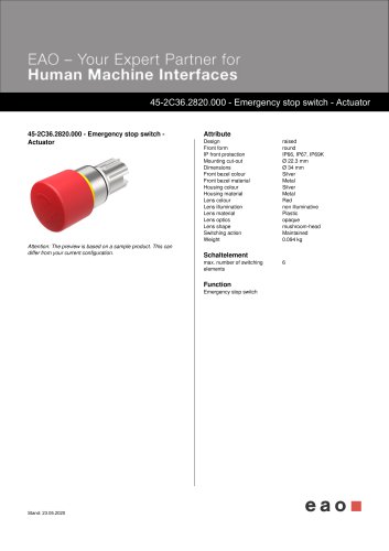 45-2C36.2820.000 - Emergency stop switch - Actuator