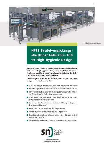 HFFS BeutelverpackungsMaschinen FMH 200 - FMH 300 im High-Hygienic-Design