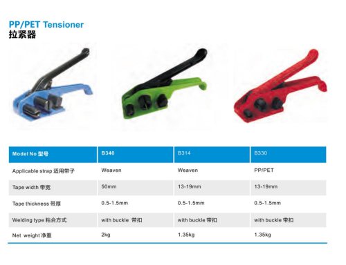 manual strapping device and tensioner / for PP-PET straps B3xx series