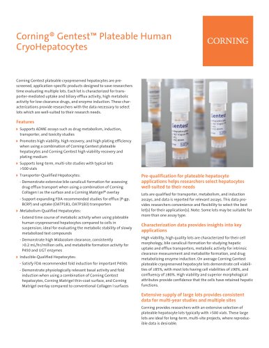 Corning® Gentest? Plateable Human CryoHepatocytes