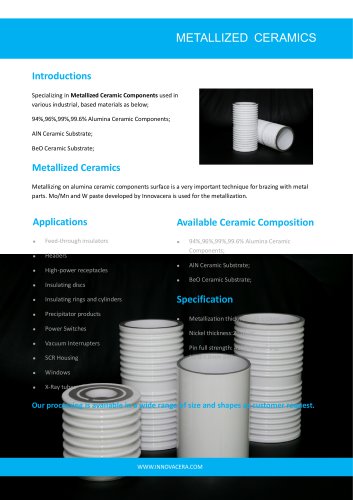 METALLIZED CERAMICS INSULATOR|Innovacera